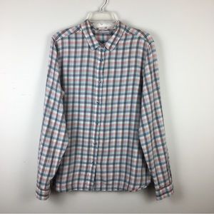 Columbia Plaid Blutton Down Shirt Buffalo Check 100% Cotton Gray Multi XL